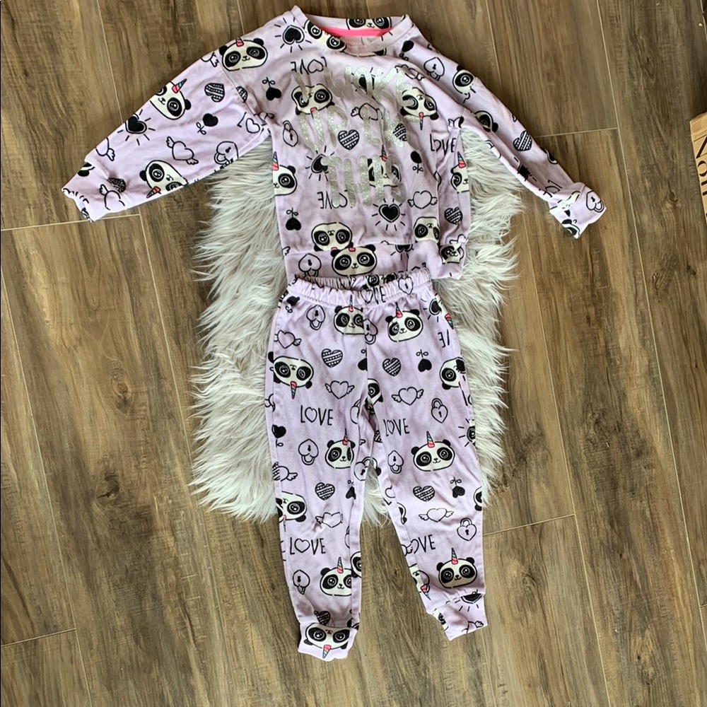 Panda Print Kids One Piece Pajama - Pink